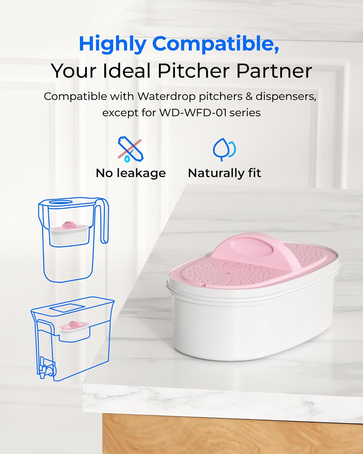 Waterdrop WD-PF-01A Plus Replacement Filters - 4-Pack for Pitcher, Reduces PFAS & Chlorine, Lasts 3 Months