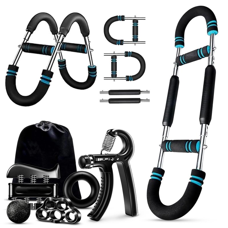 Ultimate Arm Trainer Bundle - Twister Arm Trainer and 5 Pack Grip Strengthener, Adjustable Chest Workout Equipment, Hand Strengthening devices, Twister Arm Trainer, Hand Squeezers for strength