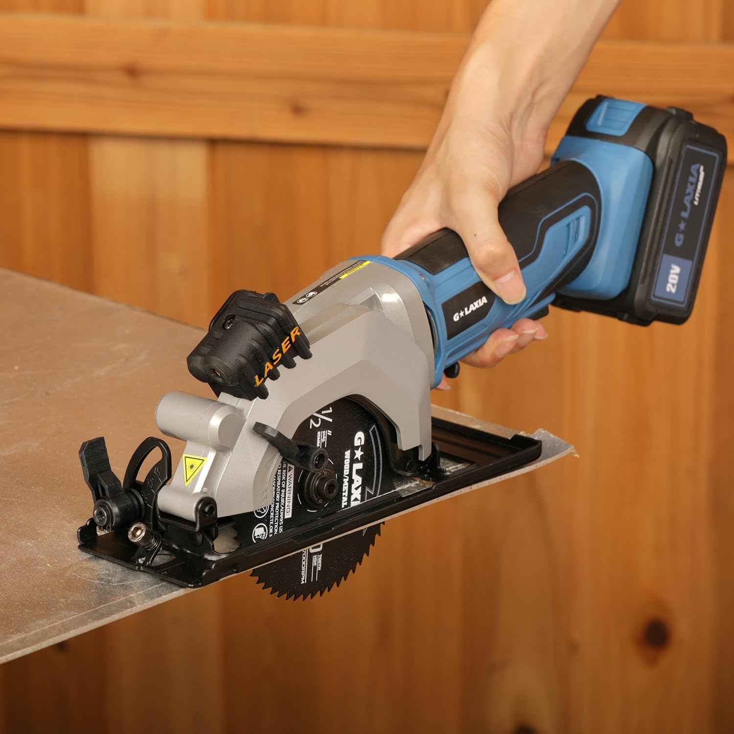 Compact Mini Circular Saw 4-1/2” with Laser Guide & 4.0A Battery - Ideal for Wood & Plastic Cuts