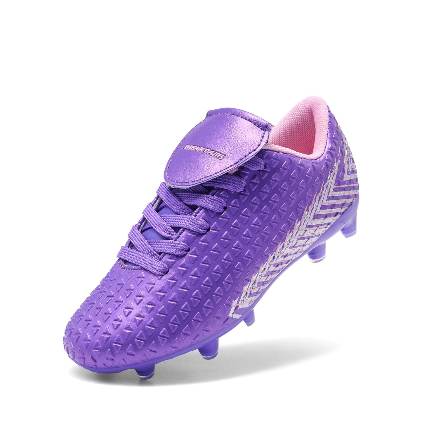 DREAM PAIRS Boys Girls Outdoor Soccer Cleats Firm Ground Football Shoes for Little/Big Kid,Size 13 Little Kid,Light/Purple/Pink,MEGA-2K