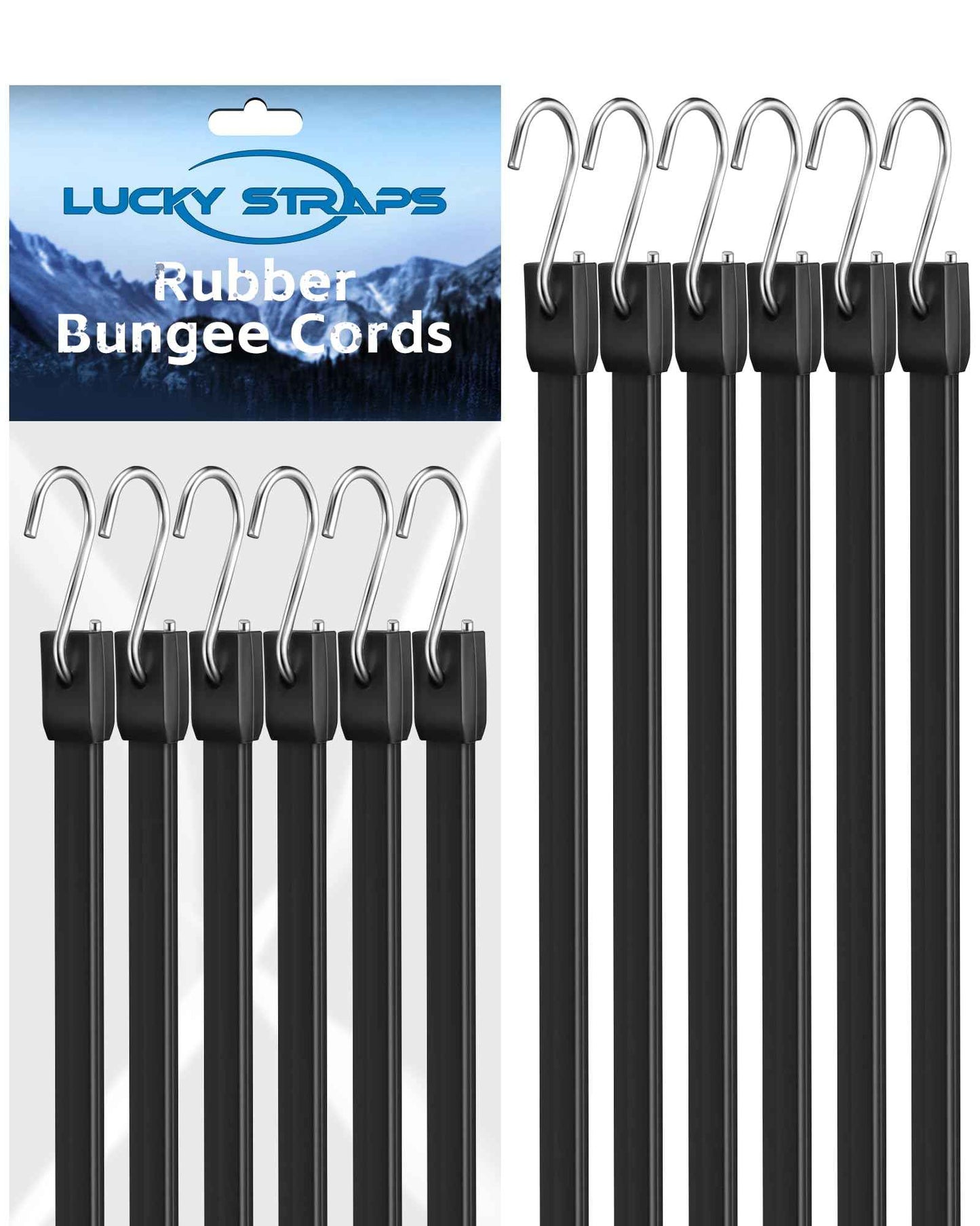 4 Inch Short Rubber Bungee Cords Heavy Duty Outdoor, Mini Small Bungee Straps with Upgraded Hooks, Black Tarp Straps with 1.9X Max Stretch & 100% Rubber for Cargo, Van, Truck, Motorcycle, etc (9 Pcs)