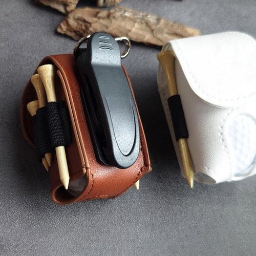 Personalized Golf Balls Bag, Mini Golf Ball Pouch Tee Holder Portable Leather Storage Bag Fathers Day Birthday Gift for Men Women (Black)