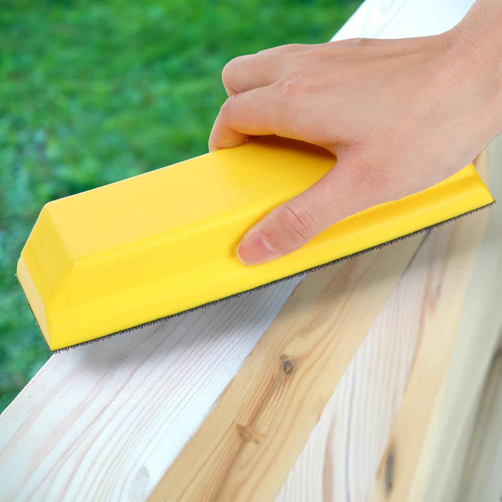 Fasmov Sanding Block Set, 3 Pack Rectangle Auto Body Sanding Block, 10.75", 7.7" and 4.7", Hook & Loop Backing Hand Sander Tools Kit for Woodworking, Furniture and Crafts Polishing, Yellow