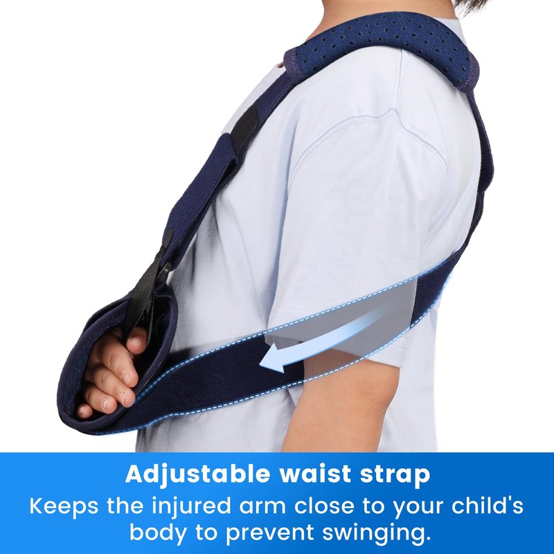 Velpeau Kids Arm Sling Shoulder Immobilizer with Waist Strap, Ventilated & Breathable Design, Arm Support Brace for Children, Boys, Girls (Kids Mesh Version-Left Hand, X-Small)