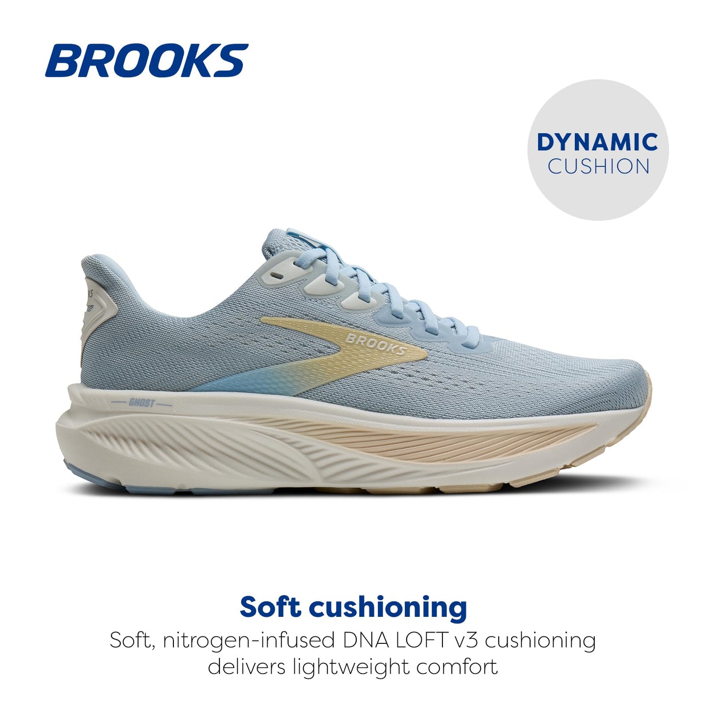Brooks Women’s Ghost 17 Neutral Running Shoe - Skyway/Coconut/Sand - 5 Medium