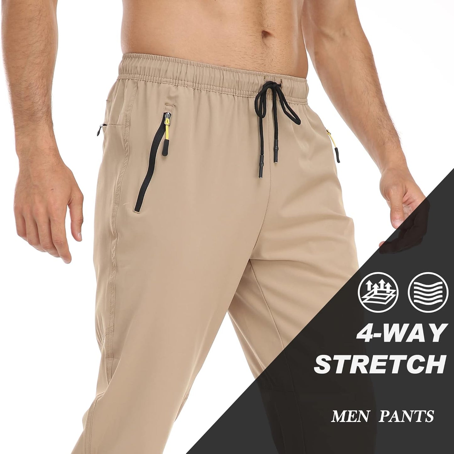 Rapoo Men's Lightweight Athletic Pants - Quick Dry with Zipper Pockets | Perfect for Travel & Workouts