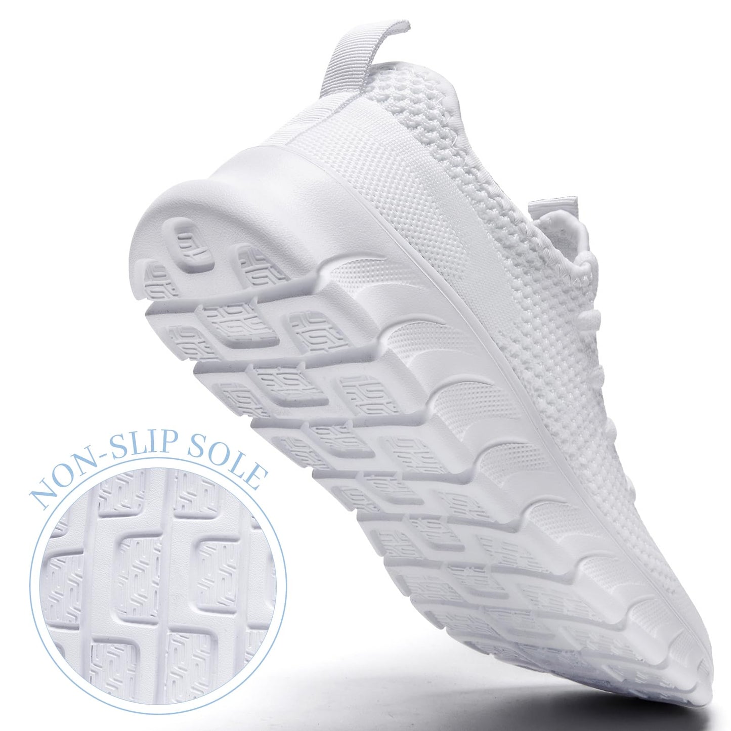 RJYWGS White Sneakers for Women Men Tennis Shoes Running Gym Sneaker Slip On Walking Lightweight Athletic Workout Fashion Sports Shoes White Size Women 6/ Men 5