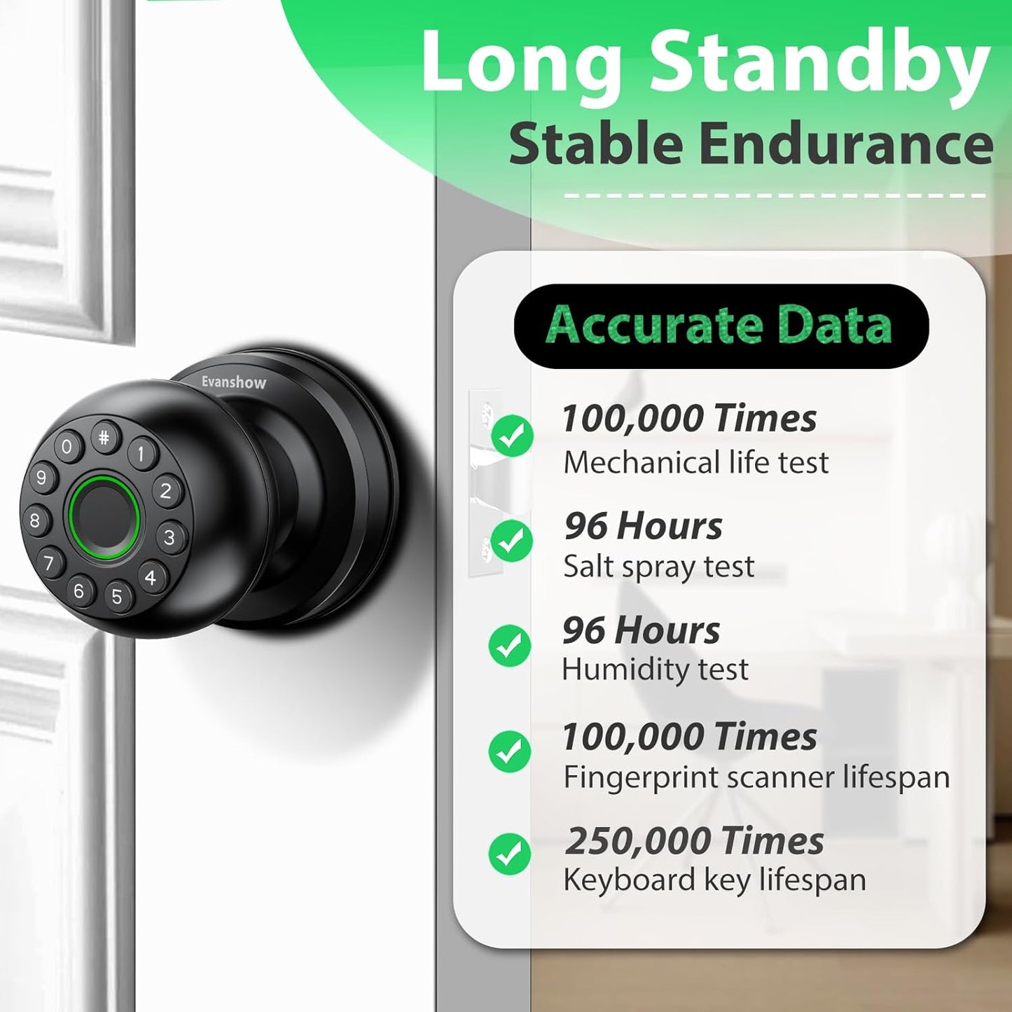 Fingerprint Door Lock - 4-in-1 Keyless Entry Biometric Smart Knob for Home & Office