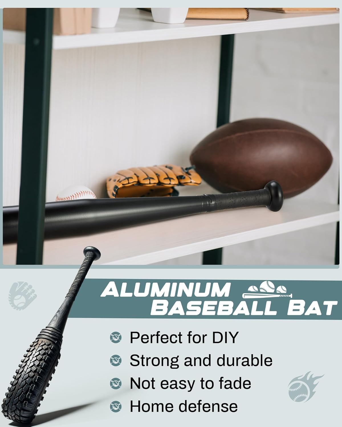 Simgoing 3 Pcs Aluminum Baseball Bats - 17-Inch One-Handed Training & Self-Defense Tools