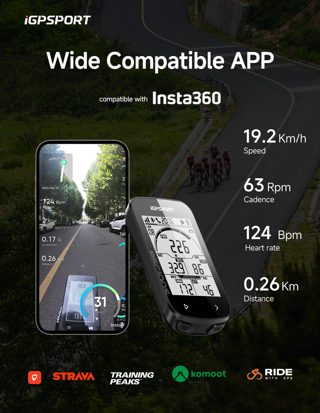 iGPSPORT BSC100S GPS Bike Computer Wireless, 2.6 inch LCD Display 40H Rechargeable Waterproof Cycling Computer (BSC100S)