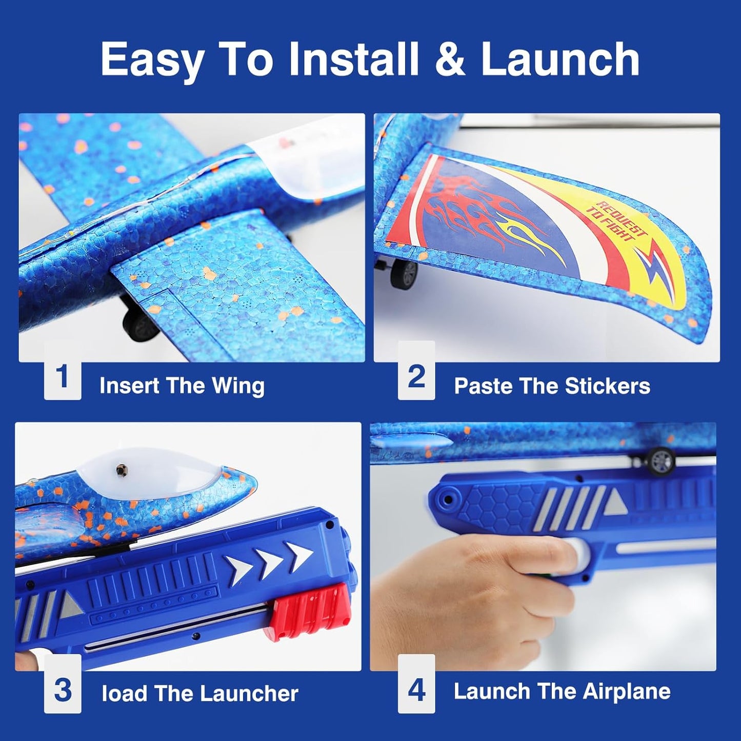 Wesfuner Foam Airplane Launcher Toys - 3 Pack Glider Planes with 2 Flight Modes | Perfect Outdoor Gift for Kids Ages 3-12