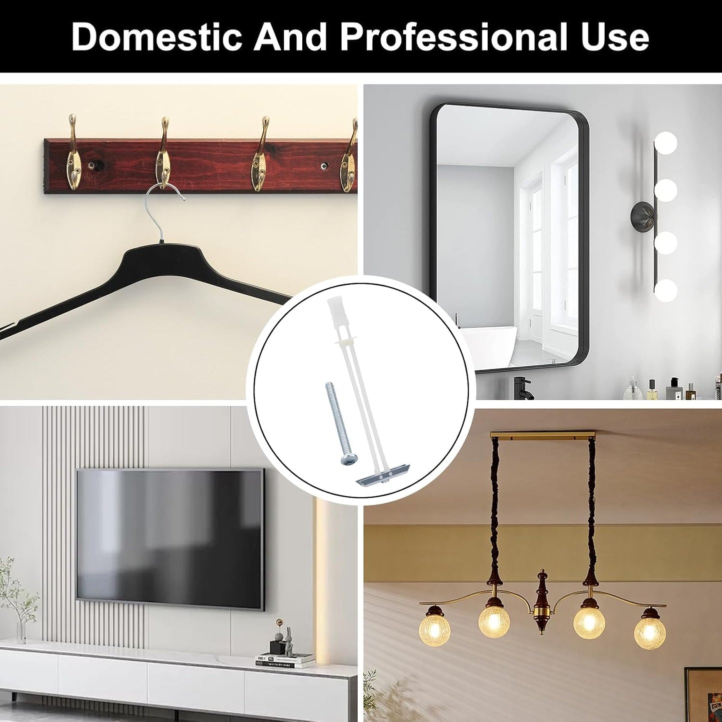 Heavy Duty Drywall Anchor Bolts with 1/4"-20 Fastener Suitable for TV Mounting Hollow Wall Anchor Bolt Screw Kit Supports Up to 270 lbs Each on 1/2 Inch Drywall Pack of 10