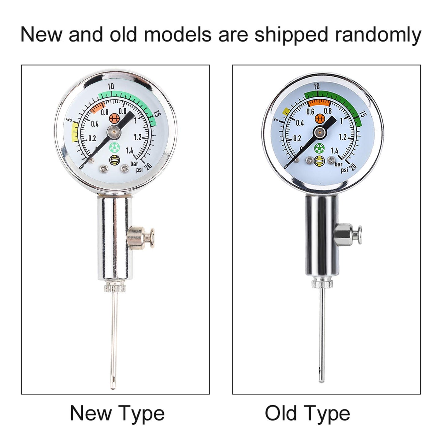 Ball Pressure, Dual Scale PSI and Bar Metal Air Pressure Sports Ball Pump Accessory for Basketball Football Volleyball