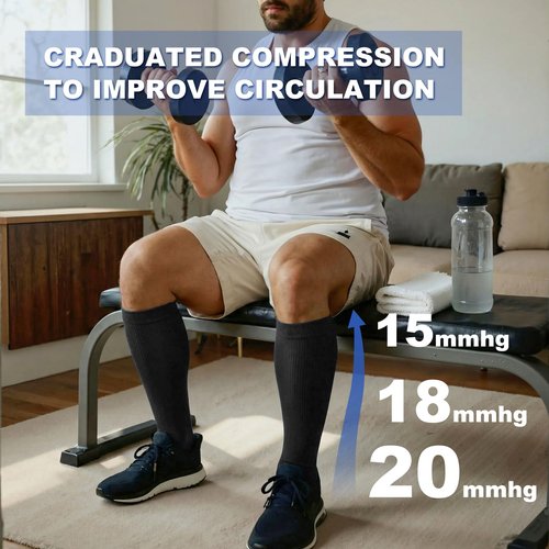 4 Pairs Plus Size Compression Socks for Women Wide Calf L/XL-5XL (15-20mmhg) Compression Socks Men Knee High Support Compression Stockings for Women Wide Calves Big Calf Wide Leg Foot for Nurses and Flying