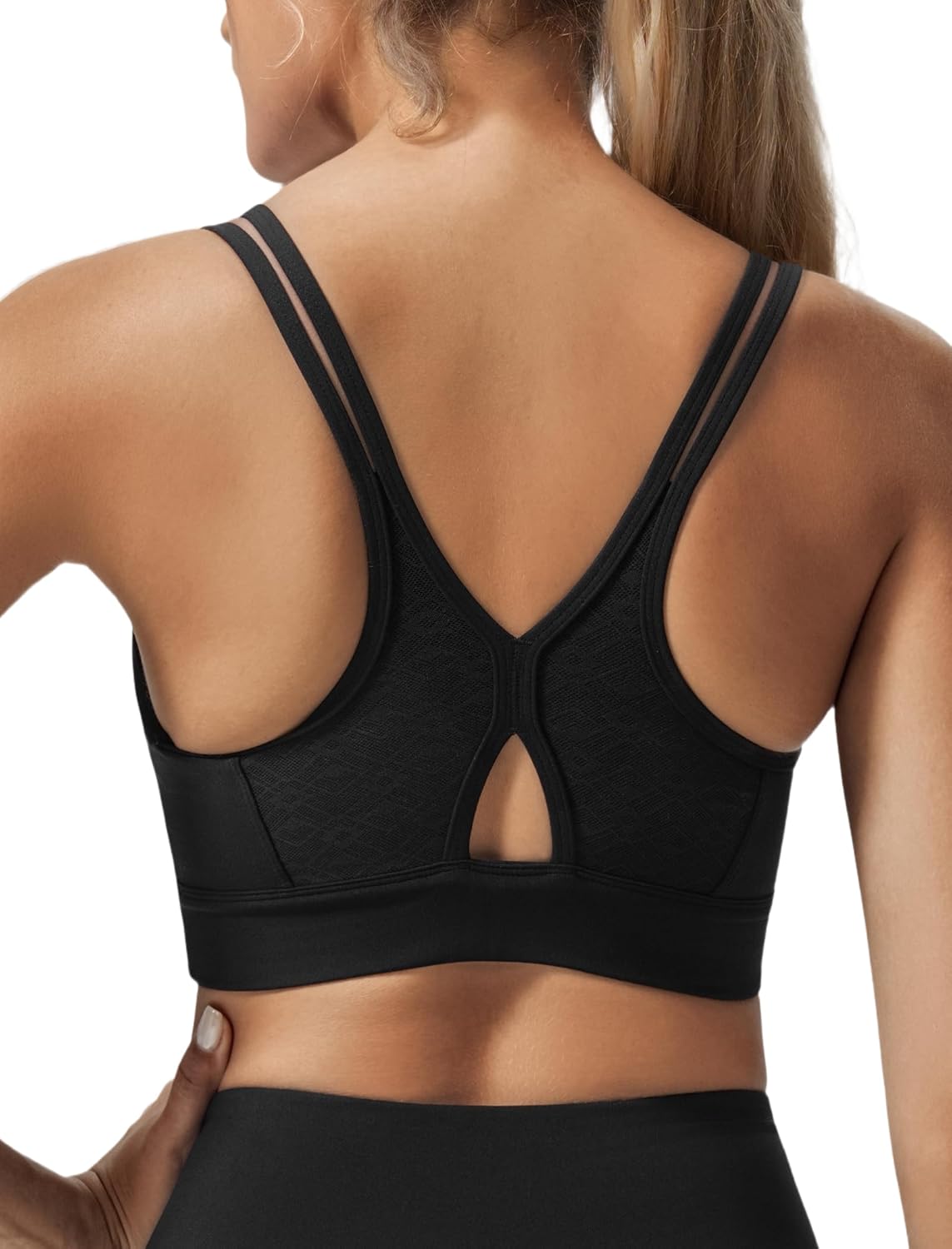 Yvette Yoga Bras - Light Support Spaghetti Strap Design | Mesh Splicing for Yoga & Daily Wear