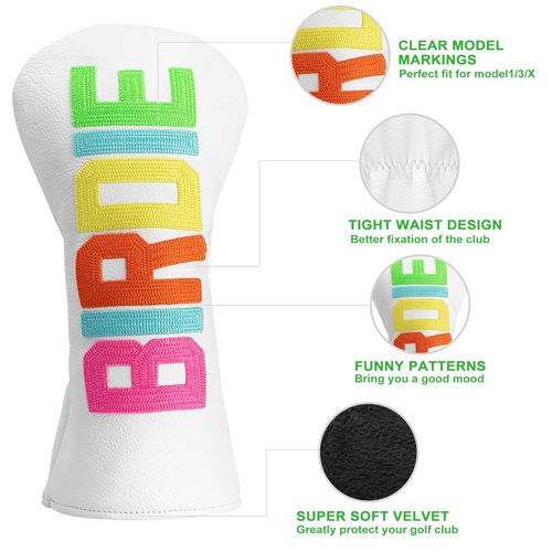 Golf Club Head Covers - 4 Options: Driver, 3 Wood, Hybrid - White Golf Driver Fairway Hybrid Head Cover (for Fairway | 1pc)