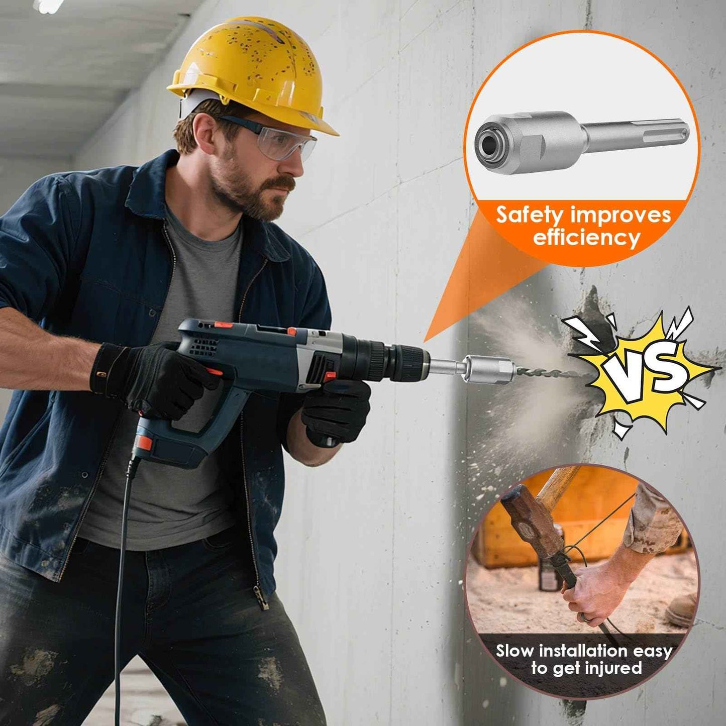 Pisman SDS-Max to SDS-Plus Adapter, 40 Chrome Steel Hammer Drill Bit, Rotary Hammer Connection Adapter Bits,Drill Converter Shank Quick Tool