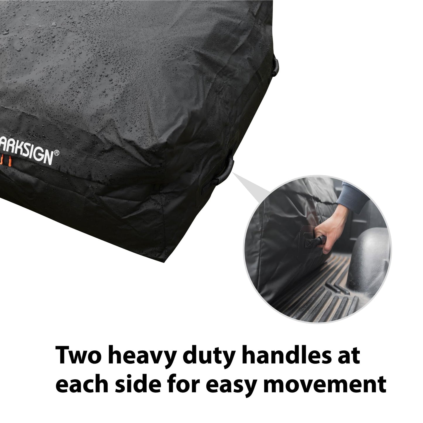 Marksign Truck Bed Bag with Cargo Net, 26 Cubic Feet 100% Waterproof Truck Cargo Bag Fits Any Truck Size with 4 Handles, Packing Bag (51''x40''x22'', Patent Pending)