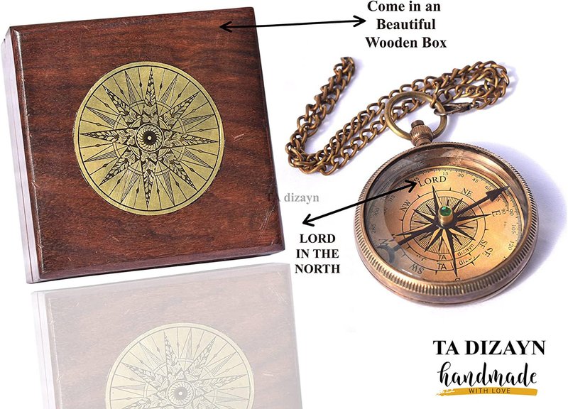 Trust in The Lord -Proverbs 3: 5-6 Engraved Compass, Graduation Gifts for Him, Birthday Gifts for Son, Husband, Inspirational, Motivational, Christmas, 2026 Unique Office Decor, Greeting Card Included