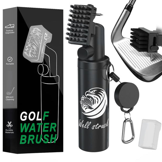 Pro Golf Club Cleaner - 4oz Water Bottle with Groove Cleaner and Retainer Clip, Durable Nylon Bristles for Easy Cleaning, Ergonomic Button Design, Golf Gifts for Men & Essential Accessories