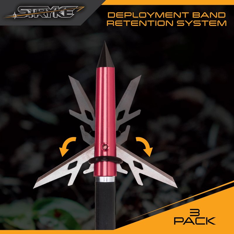 Allen Company Stryke Therm-X 2 Blade Expandable Broadhead, 100-Grain, 3-Pack, Red, One Size, (14676)