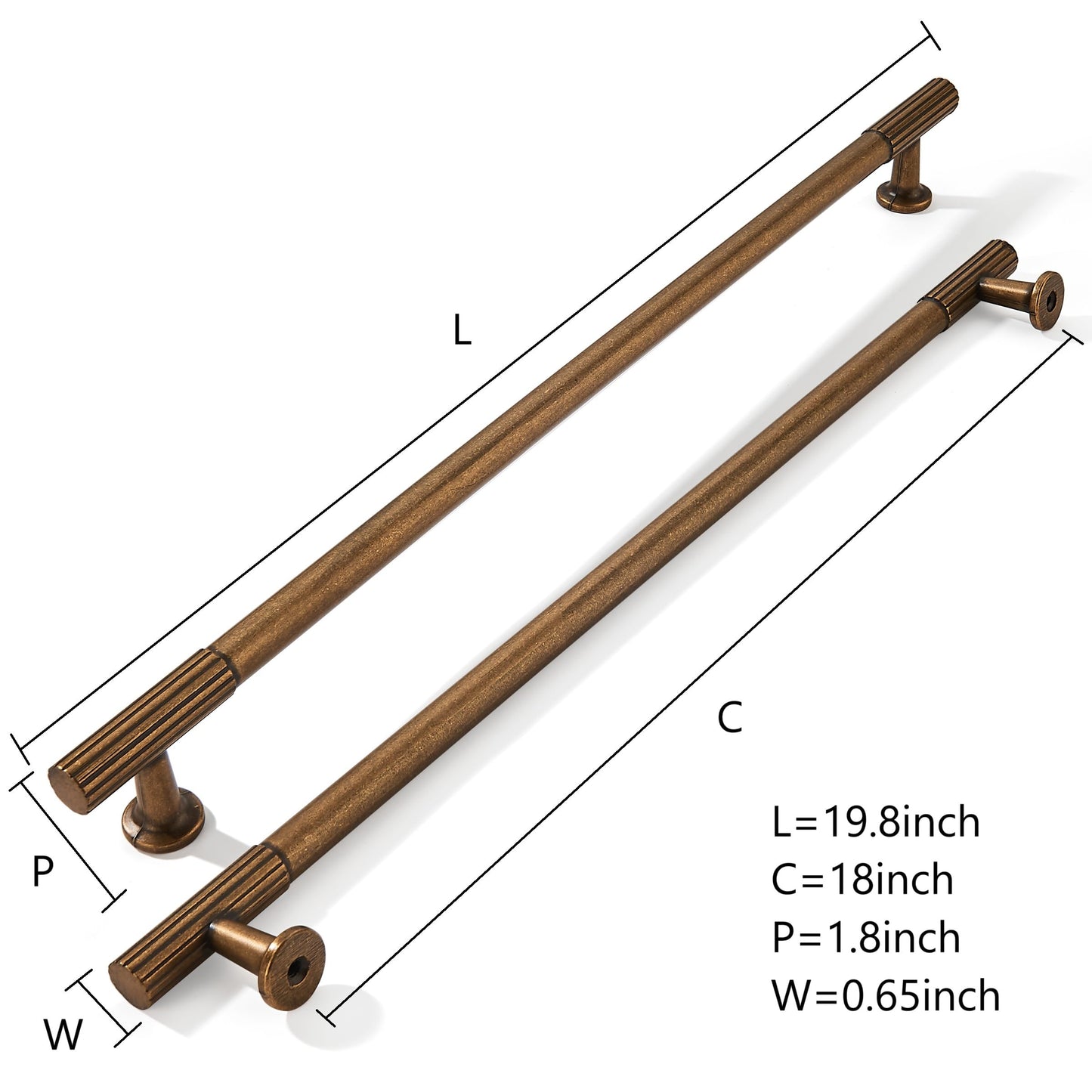 khtumeware Appliance Pull 18 Inch Hole Center 1 Pack Antique Brass Cabinet Pulls Heavy Duty Solid Vintage Brass Kitchen Drawer Handles Antique Bronze Cabinet Hardware for Cupboard Dresser Pulls