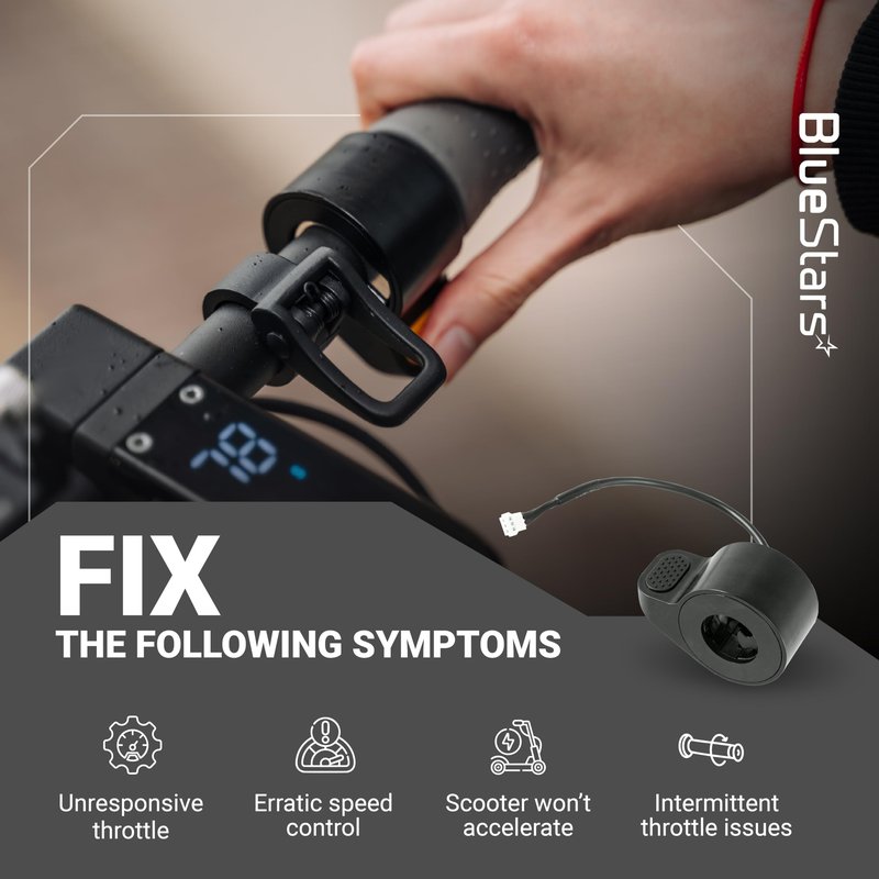 BlueStars Electric Scooter Thumb Throttle Compatible with Gotrax GXL V2/ Apex/Apex Pro/Apex XL/XR Elite - Electric Scooter Throttle Replacement (Female Plug)