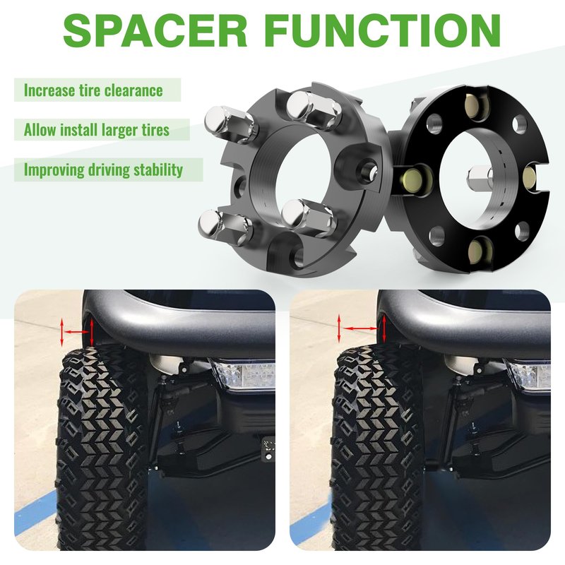 10L0L 1 inch Golf Cart Wheel Spacers Kit with Lug Nuts Fits for Yamaha Club Car EZGO, 4x4 Bolt Pattern, 68mm Hub Bore, 1/2-20 Studs (4 Pack)