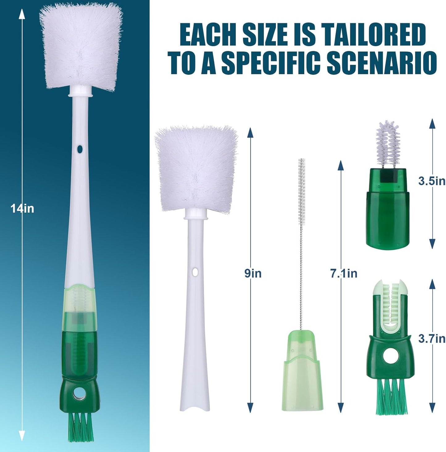 Owala 5-in-1 Straw Cleaner Brush Kit - Multifunctional Water Bottle Cleaner for 24oz/32oz/40oz Tumbler Cups | Blue
