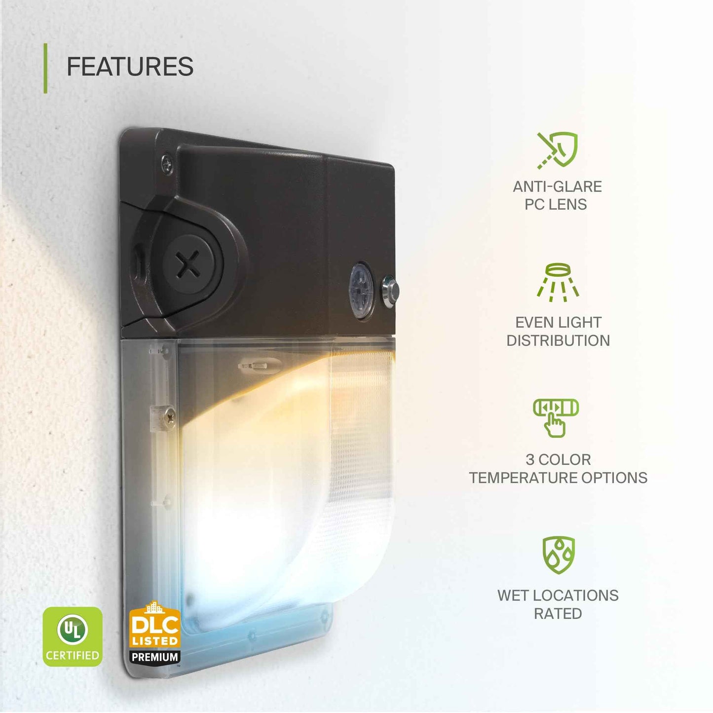 ASD LED Emergency Wall Pack Light with Battery Backup & Dusk to Dawn Photocell - 20/24/28W 120-277V 3500/4000/5000K Waterproof Outdoor Security Flood Light for Garage, Warehouse, Garden UL DLC