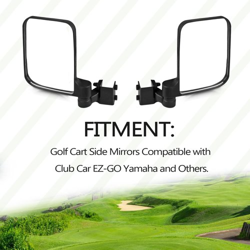 UNIGT Golf Cart Side Mirrors Compatible with Club Car EZ-GO Yamaha and Others No-Drilling Needed Universal Mount to 0.75"-1.0" Windshield Tube