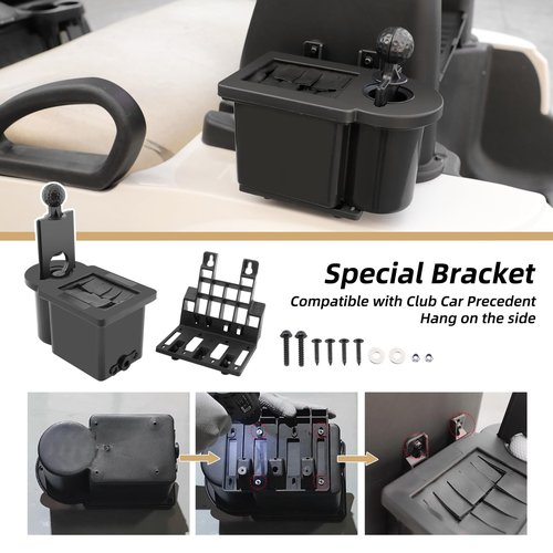 Roykaw Golf Cart Ball Washer with Club Head Cleaner, Golf Ball Cleaner Universal Compatible with EZGO, Club Car, Yamaha, Advanced EV, w/Upgrade Precedent Base Bracket