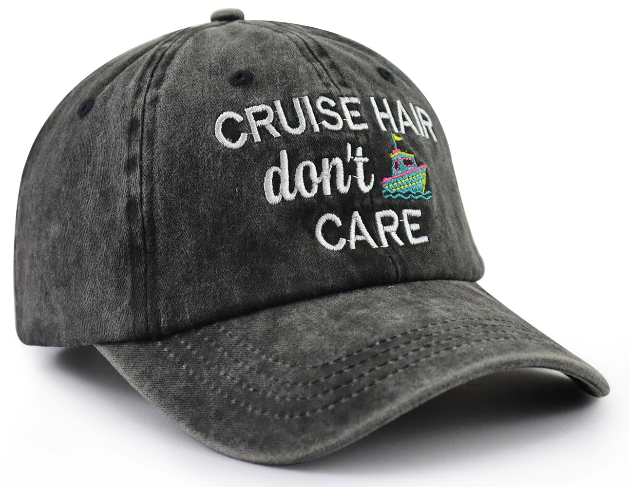 VIPCapz Cruise Hats for Women Men, Boat Accessories Captain Hat, Nautical Decor Baseball Cap, Christmas Birthday Cruise Gifts for Boater Sailor Skipper Friend Black