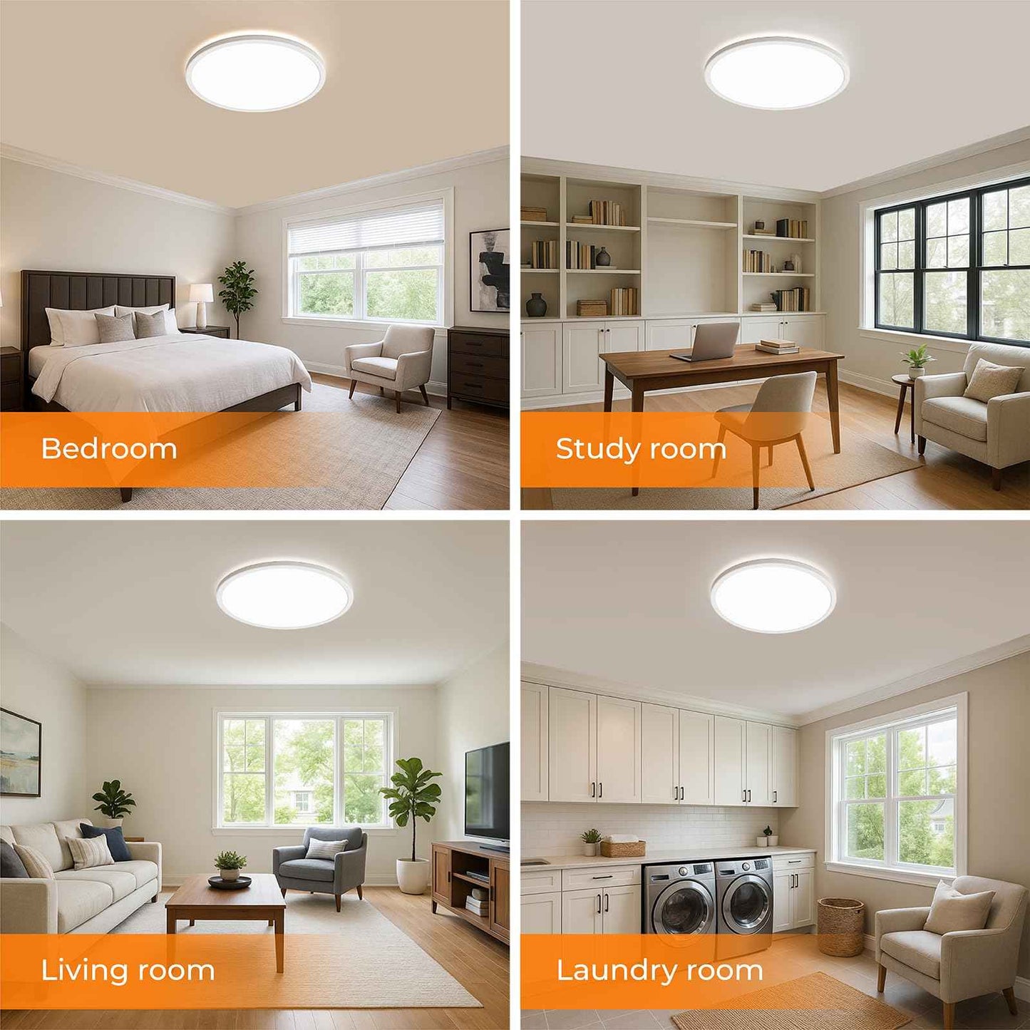 BLNAN LED Flush Mount Ceiling Light, 12 Inch 24W 3000K/4000K/5000K Hardwire Light Fixture, Ultra Thin Round White Lamp for Kitchen Porch Bedroom Hallway Stairwell Basement, Non-dimmable 1 Pack