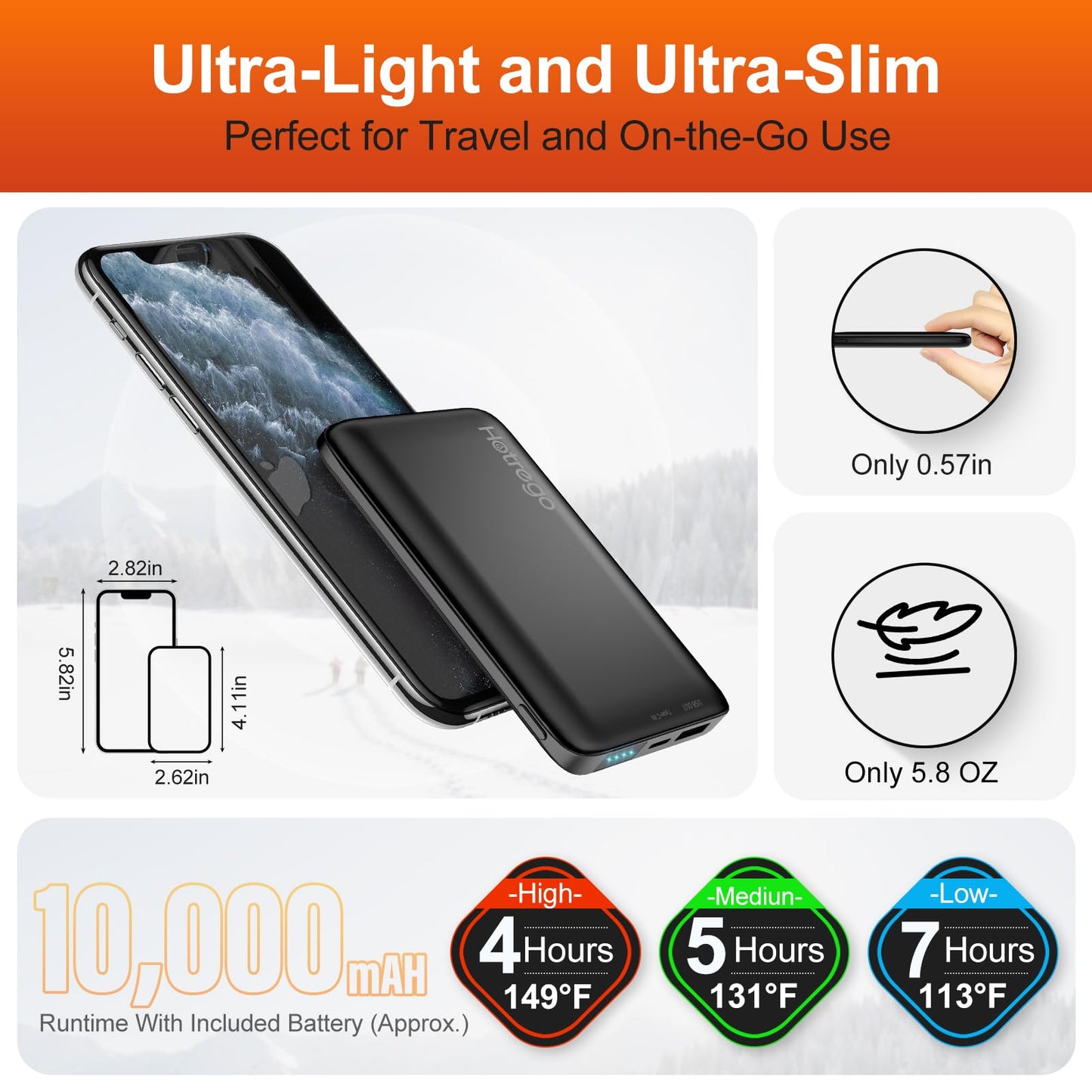 Heated Vest for Men with Battery Pack Included, Smart Controller, Light Out Design, Lightweight Electric Heating Jacket