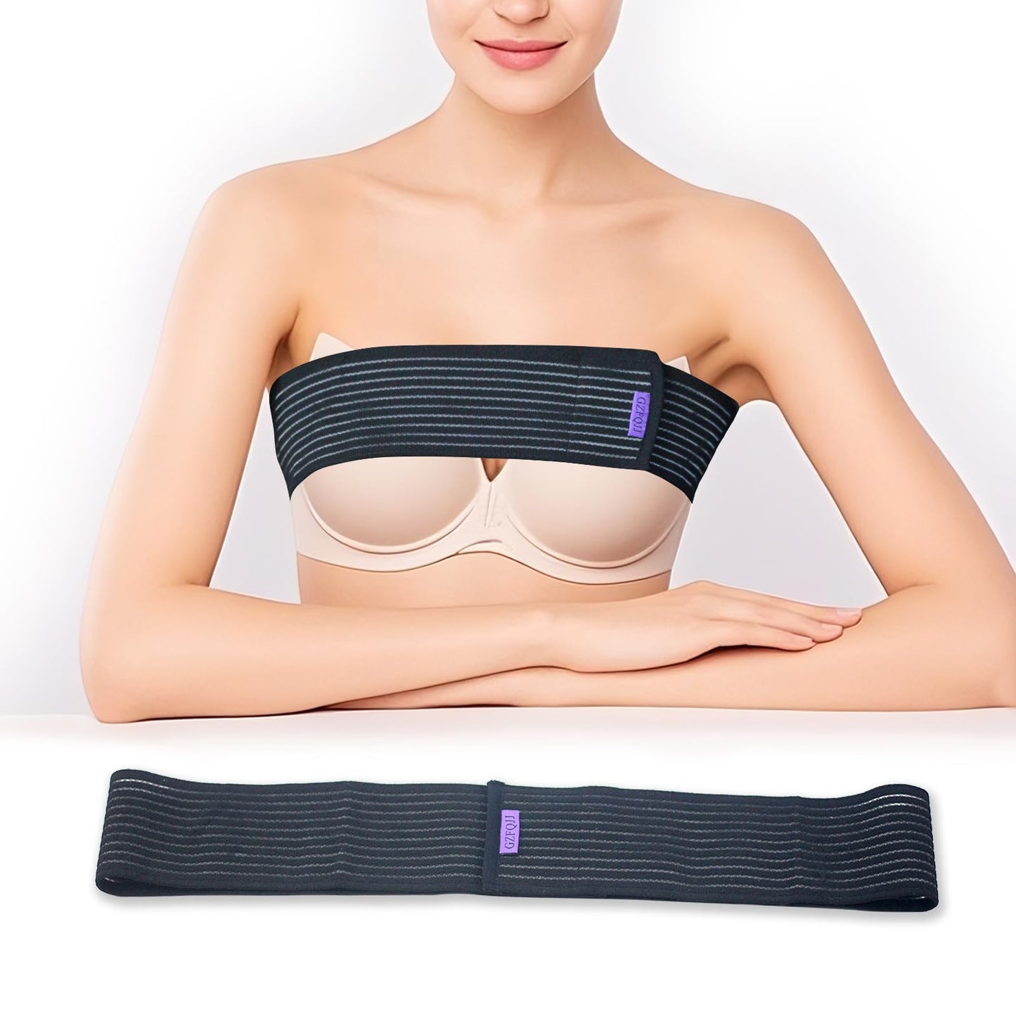 Breast Implant Stabilizer Band ，Post Surgery Breast Band Chest Compression Wrap For Women ，Breast Support Bandage ，Breast Augmentation Band Bra Breast Reduction Recovery Supplies For Healing One Size Fits All (Black)
