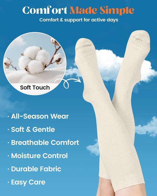 LEVSOX Cotton Compression Socks - 20-30 mmHg Knee High Support for Women & Men | Ideal for Nurses & Travel