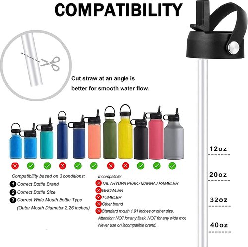 Hydro Flask Flex Straw Lid - Replacement Cap for 20/32/40 Oz Wide Mouth Bottles | Convenient Handle