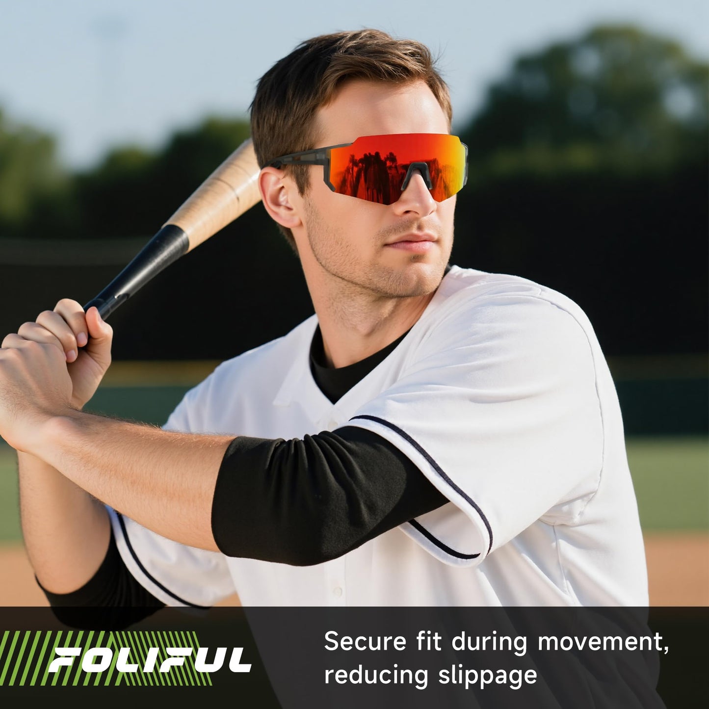 Foliful Sports Polarized Sunglasses Men Women for Running Baseball Hiking