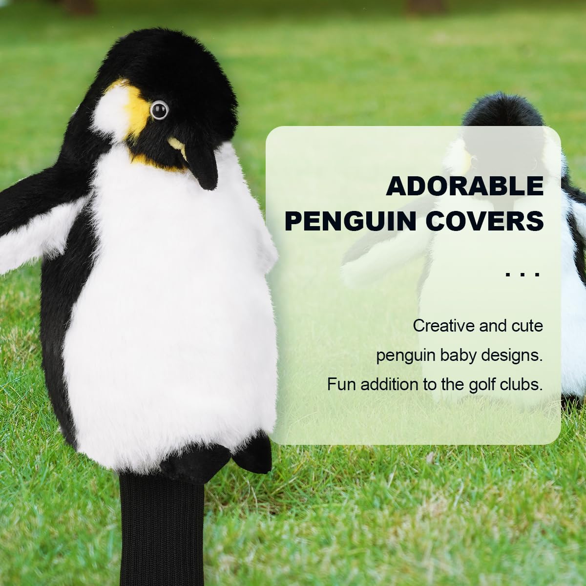 Funny Driver Headcover, Plush Golf Club Covers Long Neck, Animal Headcover, Fairway Wood Hybrid Headcover, Headcovers for Golf Clubs Fits Men and Women, Driver Headcover Animal for Present, Penguin
