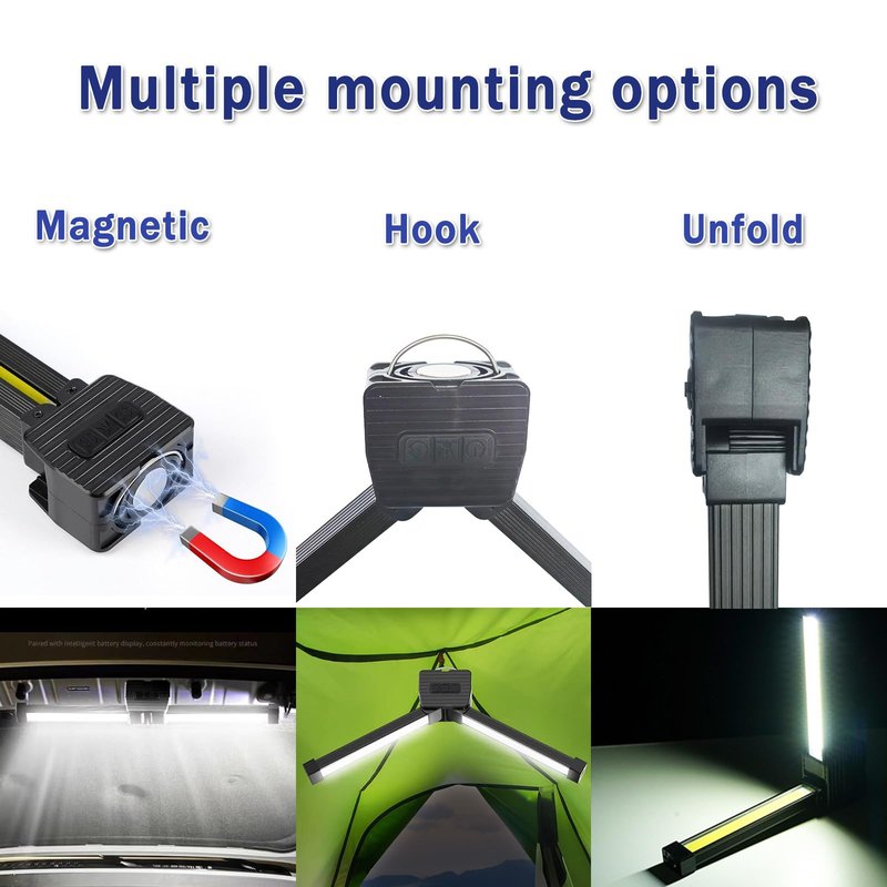 Hyeguenjunivest Gym Lamp, Garage Work Light, USB Rechageable, Portable Flash Light, Magnetic Fixed, Gym Lighting for Posing, 180° Rotate Foldable with Hang Hook