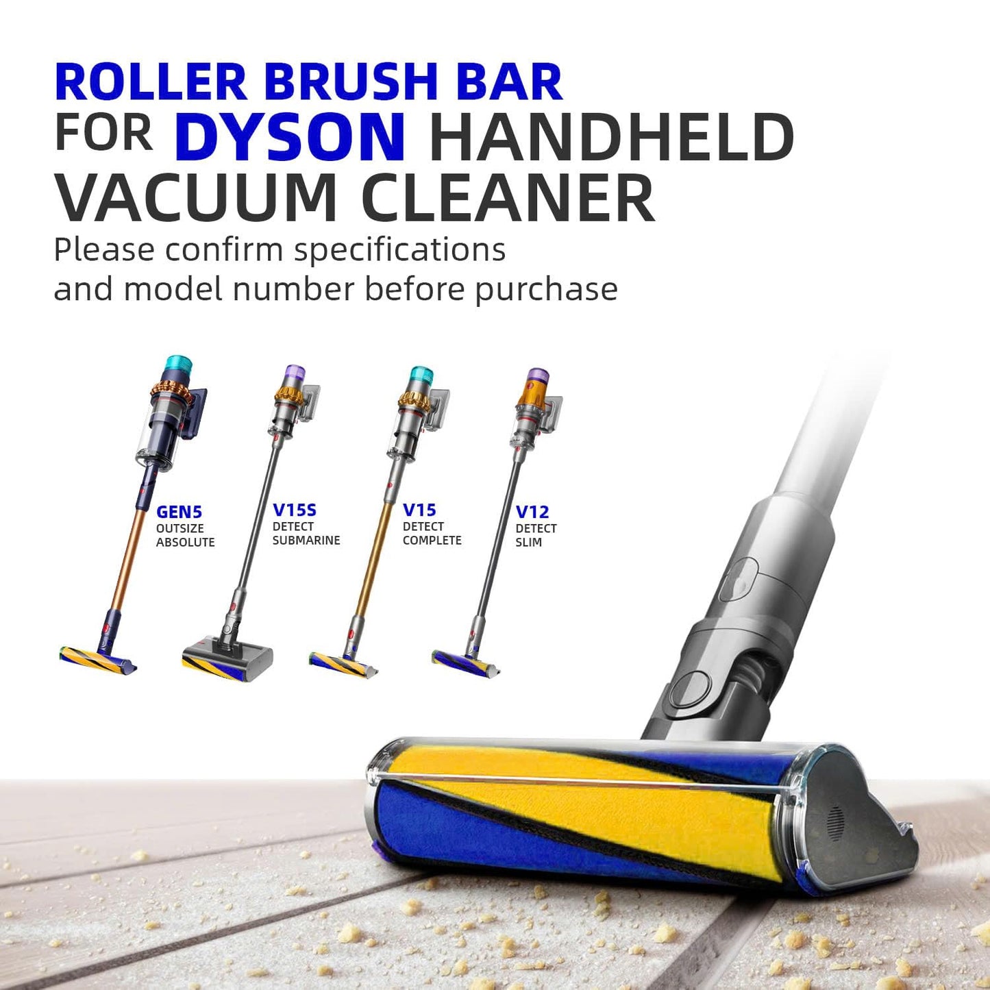 Premium Laser Slim Fluffy Brush Bar Replacement for Dyson Laser Slim Fluffy Cleaner Head & Fluffy Optic Cleaner Head, Fits Dyson V12 Series, V15 Series, V15 Detect, Outsize, Gen5detect, Part 971634-01