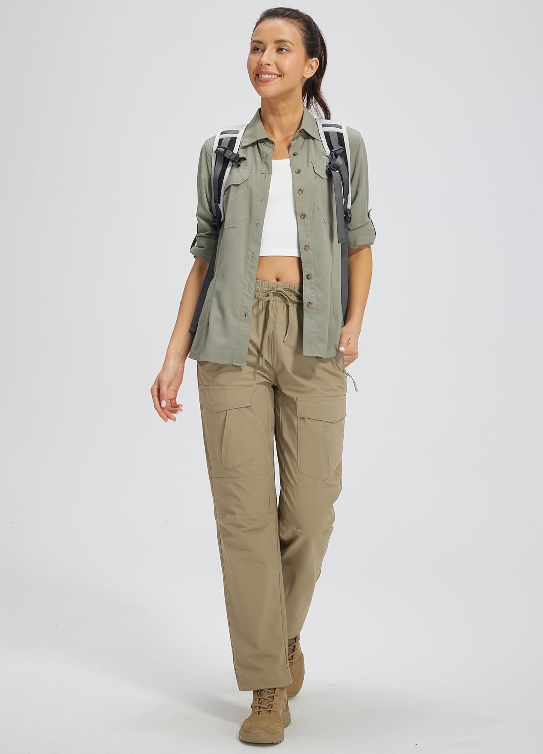 Skiennix Women's Hiking Pants - Quick Dry Lightweight Cargo Joggers with Zipper Pockets | Water Resistant