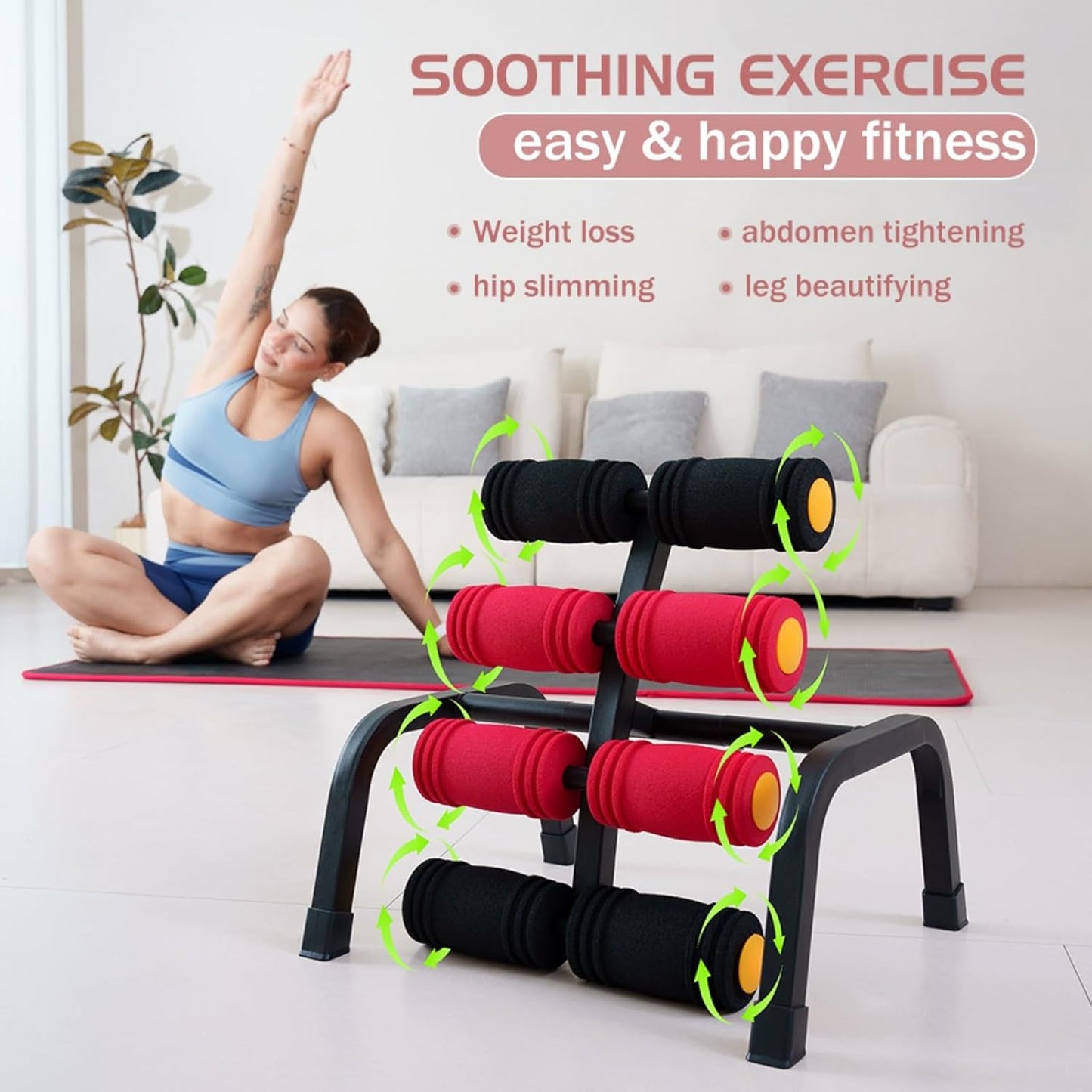 Skiennix Foldable Back Extension Machine - Home Gym Sit-Up Equipment for Glute & Ab Workouts | Resistance Bands Included
