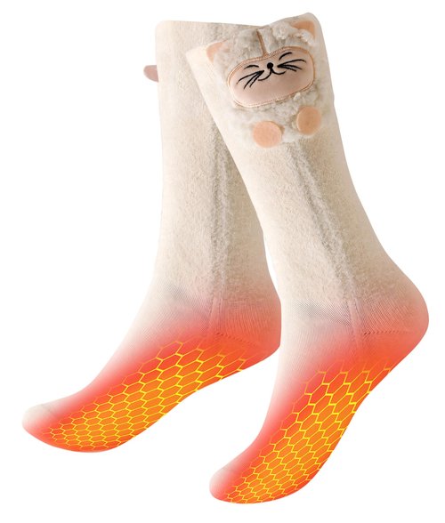 Heated Socks for Kids and Women - Boys and Girls Cute Electric Heating Socks,Upgraded 4000mAh Battery Pack (Not Ski Socks) (White for Women Adult, S/M)