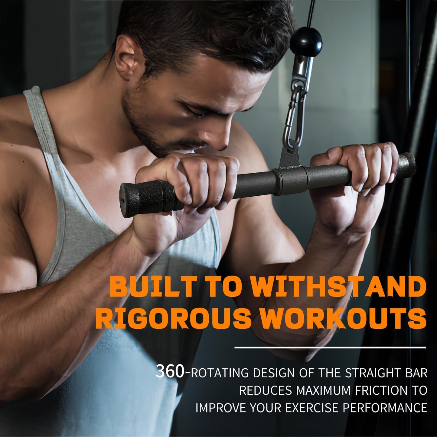 Skiennix Lat Pulldown Bar - 360° Rotating Cable Attachment for Strength Training | Versatile Gym Accessory