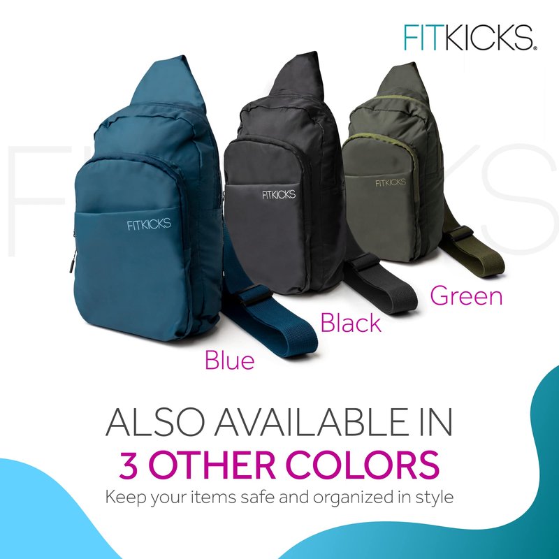 FITKICKS Hideaway Packable Sling Bag, Cross-body Bag for Men and Women, Black