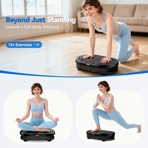 HTM Vibration Plate Exercise Machine with 120 Speed Levels, 9 Program Modes and Remote Control - 15 Min Timer, 300 lbs Capacity Vibrate Stand Shake Board for Full Body Workout, Fat Burner and Toning