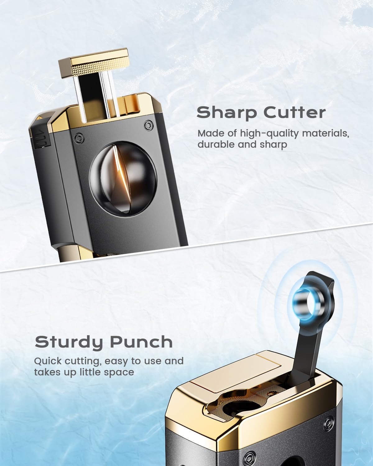 Torch Lighter 4 Jet Flame Lighter with Cutter, Punch, Holder, Draw Enhancer Tool, Multi-Functional Accessories Gifts Box for Men, Adjustable Refillable Butane Lighters for Candles, Outdoor Travel
