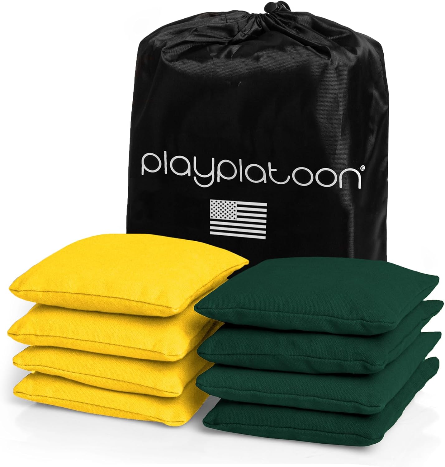 Play Platoon Cornhole Bags - Weather-Resistant Set of 8 Regulation Bean Bags | Official Size & Weight with Tote Bag